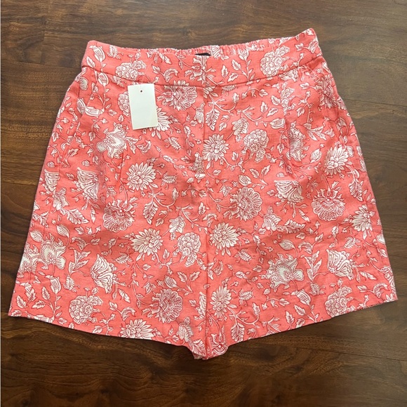 3/$30 🍂 J.Crew Linen Blend Shorts Floral Coral - Picture 1 of 7